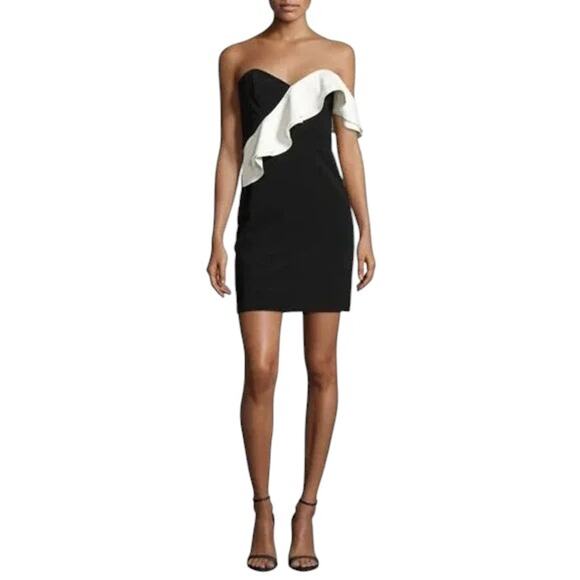 PARKER Imani Ruffle-Trim One-Shoulder Mini Dress Size Small - Picture 1 of 9